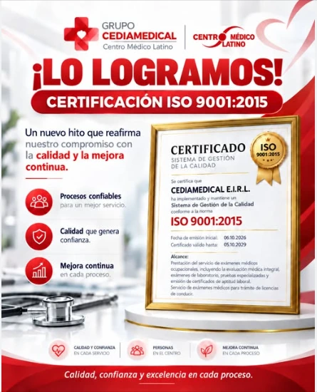 Publicación institucional sobre certificación ISO 9001:2015